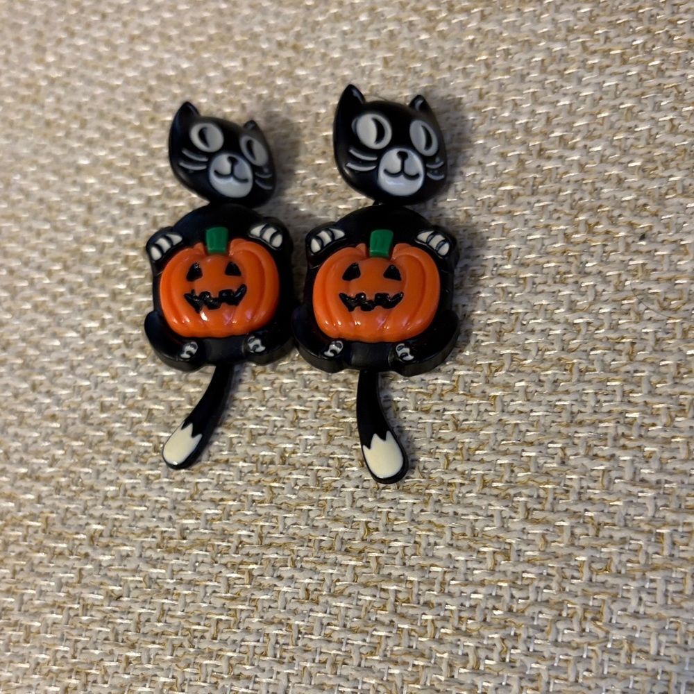 Black Cat and Pumpkin Earrings